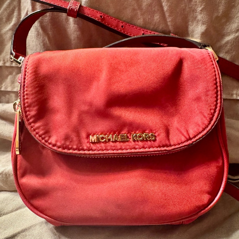Michael Kors Bedford Red Nylon Crossbody